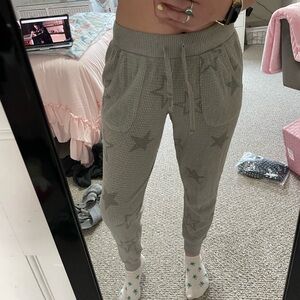 Waffle knit green star joggers
